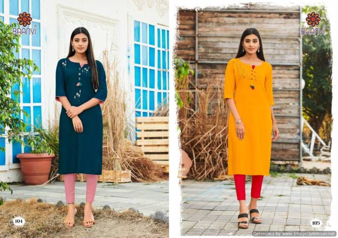 Baanvi Sui Dhaga 1 Fancy Ethnic Wear Rayon  Designer Kurti Collection